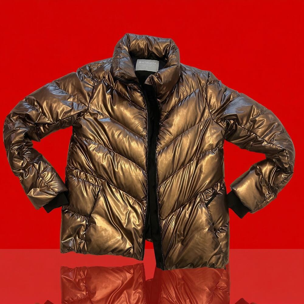 Athleta Metallic Bronze "Lofty" Puffer Jacket Size Small